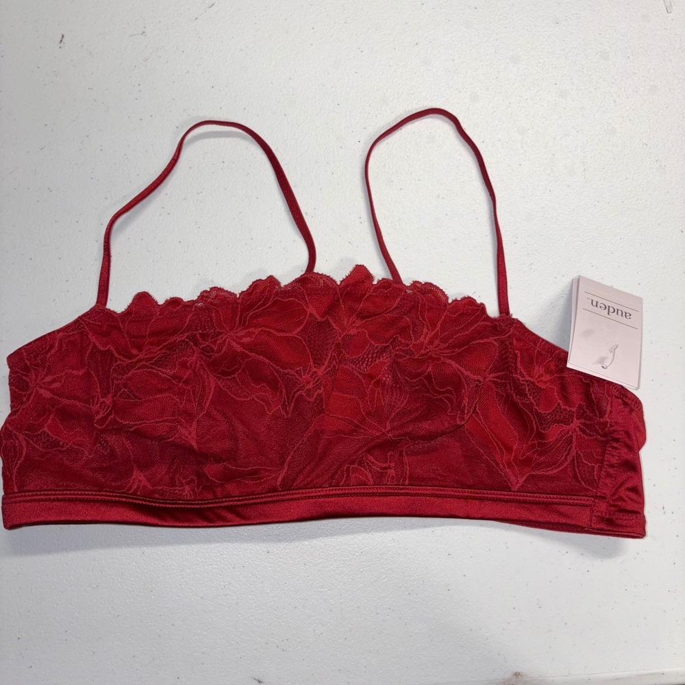 Auden Red Floral Lace Bralette Adjustable Straps Size XL NWT YPKG43